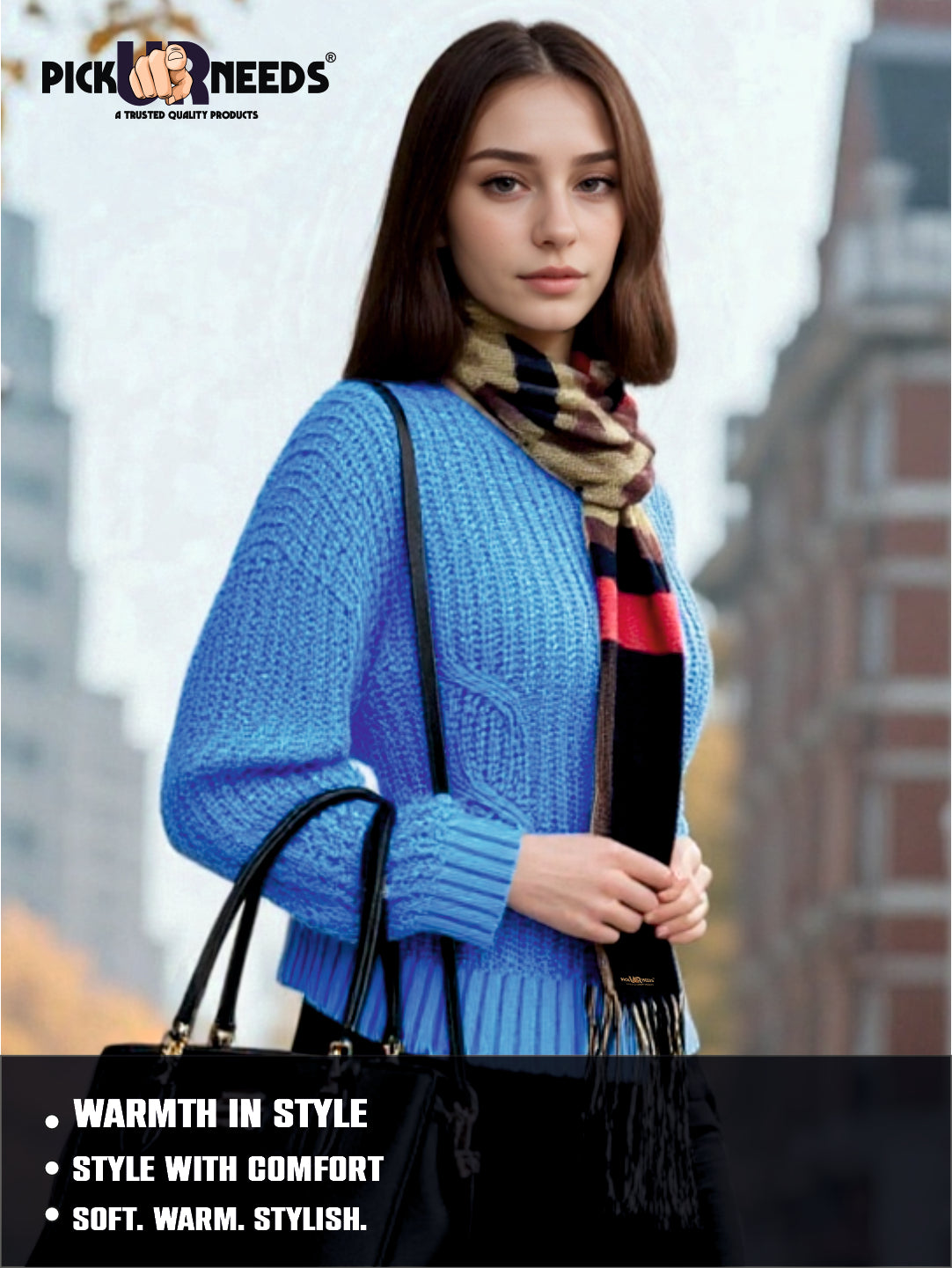 Pick Ur Needs Pure Cashmere Womens Winter Stylish Muffler Warm, Soft and Trendy Scarves for Cold W